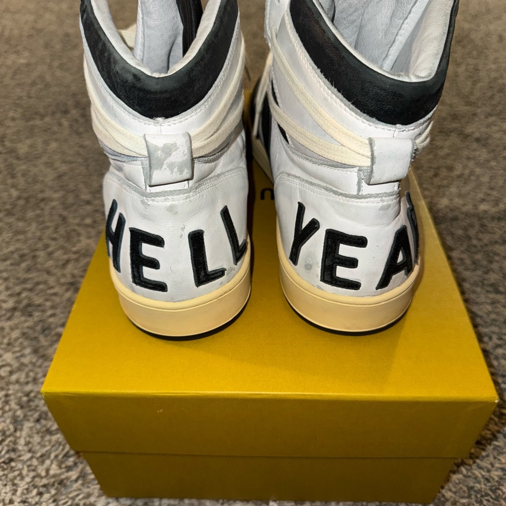 Rhude Rhecess Hi Black and White High-Top Sneakers - Picture 2 of 7